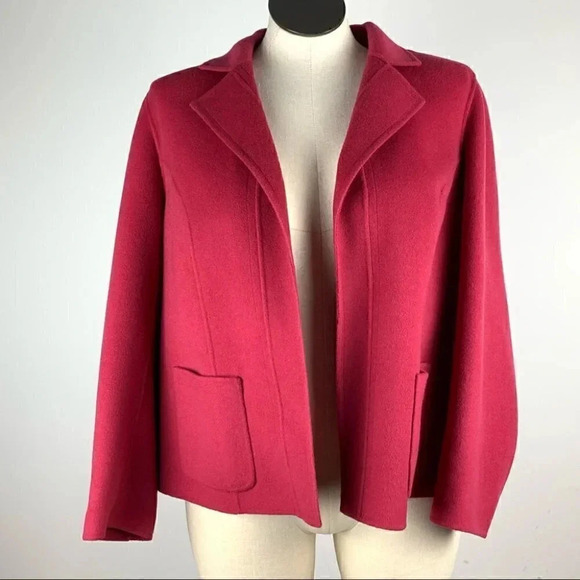 Talbots womens petites open front jacket size 16W pink 100% wool - Picture 1 of 12